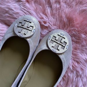 Tory Burch Minnie Rose Gold Flats